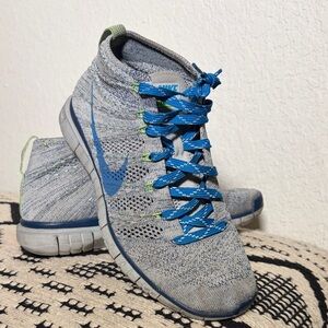 Nike Blue and Gray Knit High-Top Sneakers